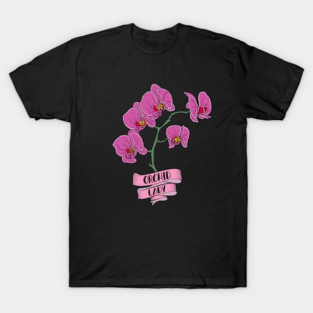 Orchid Flower Lady Cartoon T-Shirt by USProudness